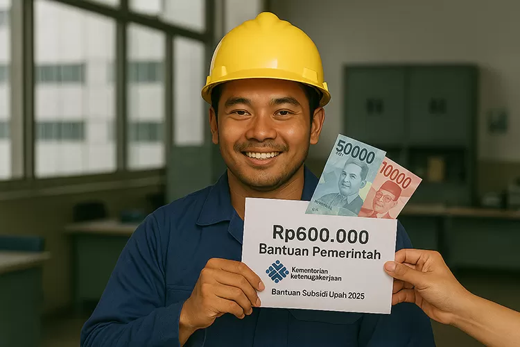 Ilustrasi Pekerja Menerima Bsu 2025 Dari Kemnaker