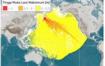 Peta Wilayah Terdampak Tsunami Akibat Gempa M 8,7 Di Rusia