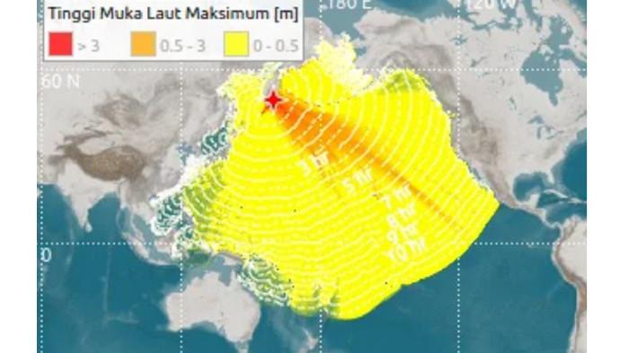 Peta Wilayah Terdampak Tsunami Akibat Gempa M 8,7 Di Rusia
