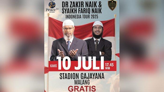 Poster Ceramah Dr Zakir Naik Di Stadion Gajayana, Malang