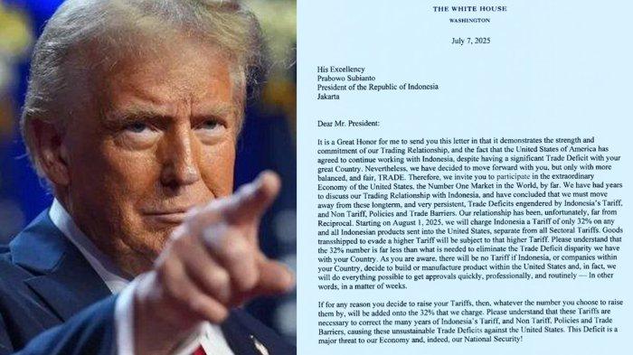 Presiden As Donald Trump Mengirim Surat Resmi Ke Presiden Prabowo Terkait Tarif Impor 32 Persen Untuk Indonesia