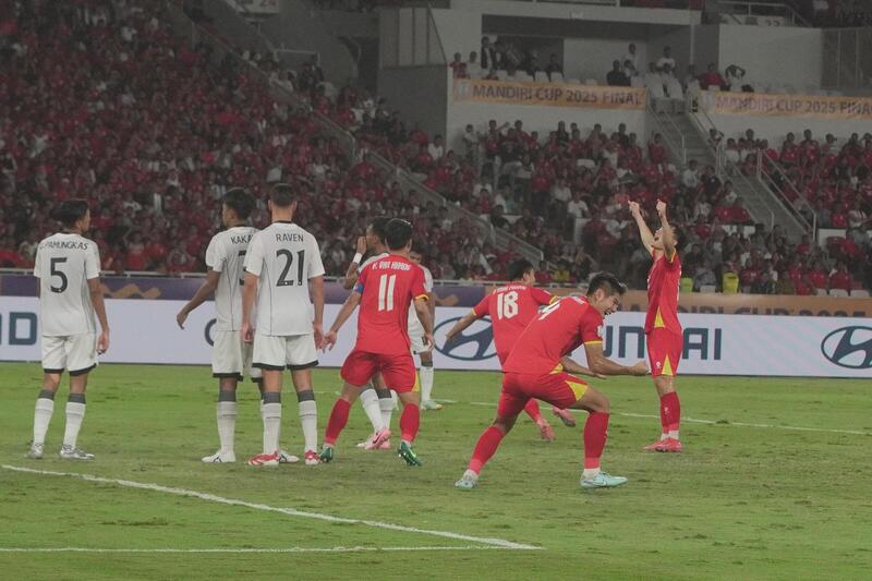 Selebrasi Pemain Vietnam Setelah Cetak Gol Ke Gawang Indonesia Di Final Aff U 23 2025