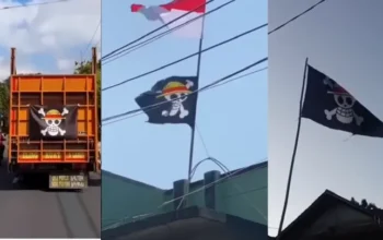 Bendera Bajak Laut One Piece Dikibarkan Di Belakang Truk Menjelang Hut Ri